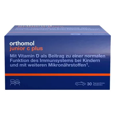 ORTHOMOL Junior C plus košļājamās tabletes mandarīns/apelsīns, 30 gab ORTHOMOL Junior C plus košļājamās tabletes mandarīns/apelsīns, 30 gab