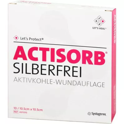 ACTISORB SILBERFREI 10,5x10,5 cm aktīvā ogle, 10 gab