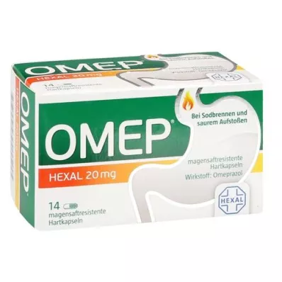 OMEP HEXAL 20 mg kuņģim noturīgas cietās kapsulas, 14 gab