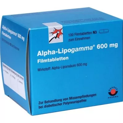 ALPHA-LIPOGAMMA 600 mg apvalkotās tabletes, 100 gab