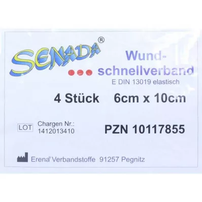 Senada ātrais brūču pārsējs 6x10 cm, 4 gab