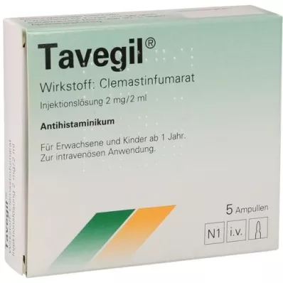 TAVEGIL Injekcijas šķīdums 2 mg/2 ml ampulās, 5X2 ml