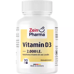 VITAMIN D3 2000 I.U. kapsulas, 90 gab