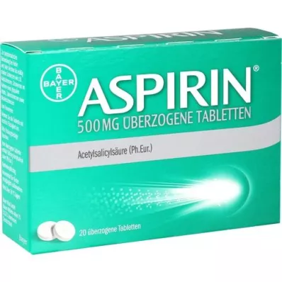 ASPIRIN 500 mg apvalkotās tabletes, 20 gab