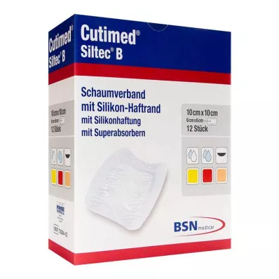 CUTIMED Siltec B putu pārsējs 10x10 cm ar līmi, 12 gab