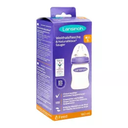 LANSINOH Pudele ar platu kaklu 160 ml ar krūtsgalu S, 1 gab