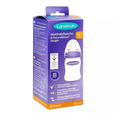 LANSINOH Pudele ar platu kaklu 160 ml ar krūtsgalu S, 1 gab LANSINOH Pudele ar platu kaklu 160 ml ar krūtsgalu S, 1 gab