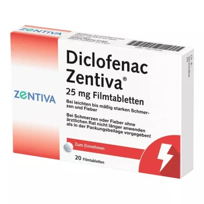 Diclofenac Zentiva 25 mg apvalkotās tabletes, 20 gab Diclofenac Zentiva 25 mg apvalkotās tabletes, 20 gab
