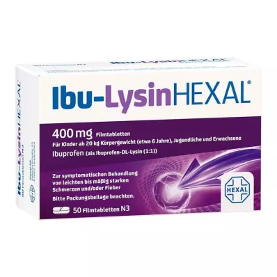 Ibu-Lysine Hexal 400 mg apvalkotās tabletes, 50 gab Ibu-Lysine Hexal 400 mg apvalkotās tabletes, 50 gab