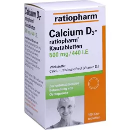 CALCIUM D3-ratiopharm košļājamās tabletes, 100 kapsulas