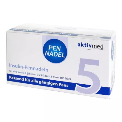 Universāla pildspalvveida pilnšļirces adata 5 kanulas 0,23x5 mm 32 G, 100 gab