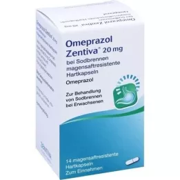 OMEPRAZOL Zentiva 20 mg grēmas ārstēšanai, 14 gab