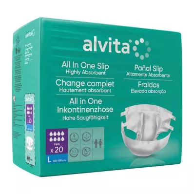 ALVITA All-in-one inkontinences bikses maxi lielas nakts, 20 gab ALVITA All-in-one inkontinences bikses maxi lielas nakts, 20 gab