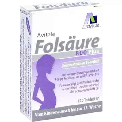 FOLSÄURE 800 Plus B12+jods tabletes, 120 kapsulas