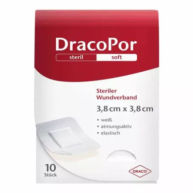 DRACOPOR Brūču pārsējs 3,8x3,8 cm sterils, 10 gab DRACOPOR Brūču pārsējs 3,8x3,8 cm sterils, 10 gab