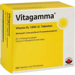 VITAGAMMA D3 vitamīns 1000 I.U. tabletes, 200 kapsulas