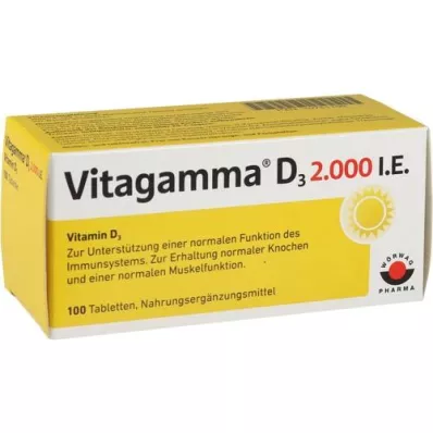 VITAGAMMA D3 2000 I.U. D3 vitamīns NEM Tabletes, 100 gab