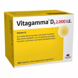 VITAGAMMA D3 2000 I.U. D3 vitamīns NEM Tabletes, 200 gab