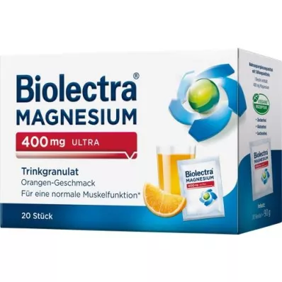 BIOLECTRA Magnijs 400 mg ultra dzeramās granulas apelsīns, 20 gab