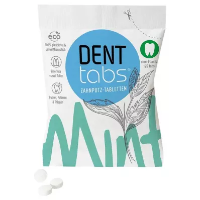 Denttabs zobu pastas tabletes stēvijas-piparmētru bez fluora, 125 gab