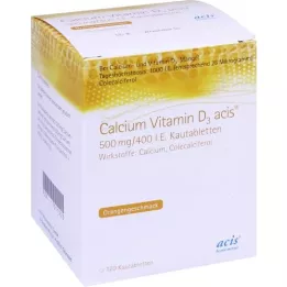 CALCIUM VITAMIN D3 acis 500 mg/400 I.U. košļājamās tabletes, 100 gab