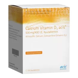 CALCIUM VITAMIN D3 acis 500 mg/400 I.U. košļājamās tabletes, 100 gab
