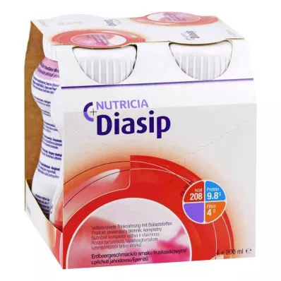 DIASIP Zemeņu garša, 4X200 ml