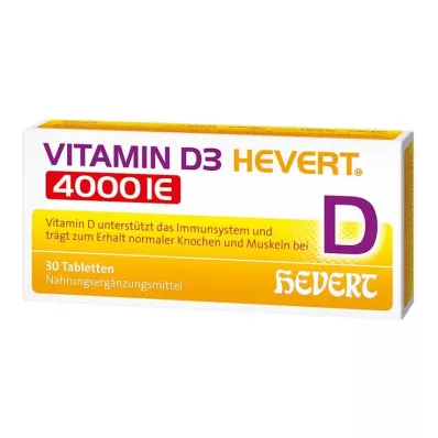 VITAMIN D3 HEVERT 4000 I.U. tabletes, 30 gab
