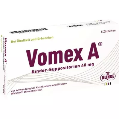 VOMEX A bērnu svecītes 40 mg, 5 gab