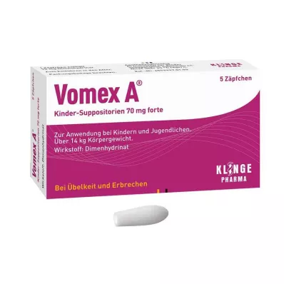 VOMEX A bērnu supozitorijas 70 mg forte, 5 gab