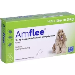 AMFLEE 134 mg šķīdums uz vietas vidēja lieluma suņiem 10-20 kg, 3 gab