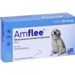 AMFLEE 268 mg šķīdums uz vietas lieliem suņiem 20-40 kg, 3 gab