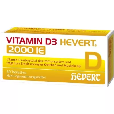 VITAMIN D3 HEVERT 2000 I.U. tabletes, 60 gab