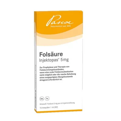 Folijskābe Injectopas 5 mg injekciju šķīdums, 10 gab Folijskābe Injectopas 5 mg injekciju šķīdums, 10 gab