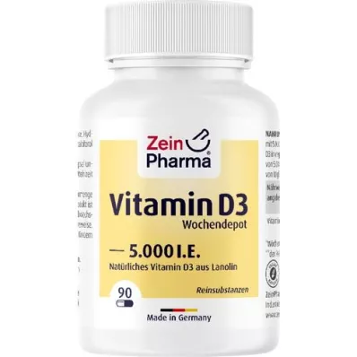 VITAMIN D3 5000 I.U. iknedēļas depo kapsulas, 90 gab