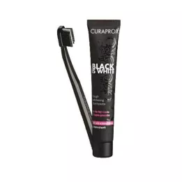 Curaprox Black ir balta kokogļu zobu pasta un birste, 1 gab
