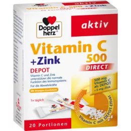 DOPPELHERZ C vitamīns 500+Cinc Depot DIRECT Granulas, 20 gab