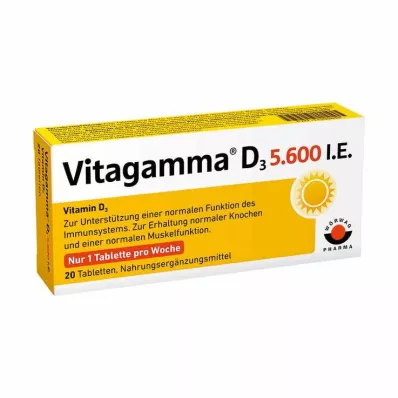 VITAGAMMA D3 5 600 I.U. D3 vitamīns NEM Tabletes, 20 gab VITAGAMMA D3 5 600 I.U. D3 vitamīns NEM Tabletes, 20 gab