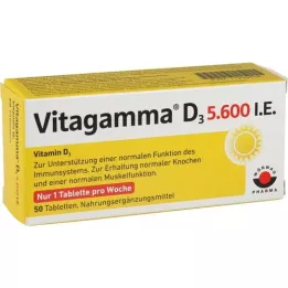 VITAGAMMA D3 5 600 I.U. D3 vitamīns NEM Tabletes, 50 gab