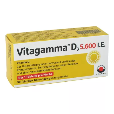 VITAGAMMA D3 5 600 I.U. D3 vitamīns NEM Tabletes, 50 gab