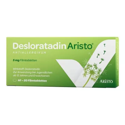 Desloratadine Aristo antialerģiskas 5 mg apvalkotās tabletes, 20 gab Desloratadine Aristo antialerģiskas 5 mg apvalkotās tabletes, 20 gab