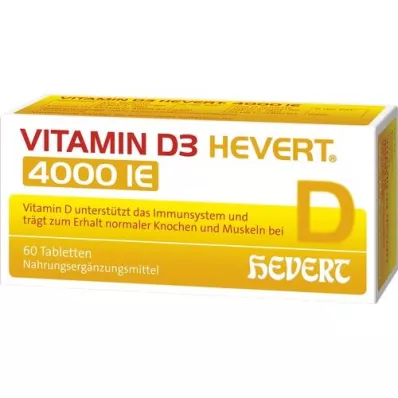 VITAMIN D3 HEVERT 4000 I.U. tabletes, 60 gab