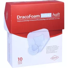 DRACOFOAM Infekt haft putuplasta brūču pārsējs 5x5 cm, 10 gab