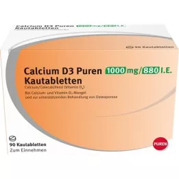 CALCIUM D3 Puren 1000 mg/880 I.U. košļājamās tabletes, 90 kapsulas