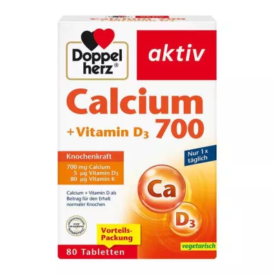 Doppelherz Calcium 700 + Vitamīns D3 tabletes, 80 gab Doppelherz Calcium 700 + Vitamīns D3 tabletes, 80 gab