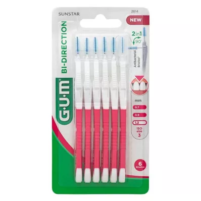 GUM Divvirzienu starpzobu zobi.1,2 mm rozā, 6 gab GUM Divvirzienu starpzobu zobi.1,2 mm rozā, 6 gab