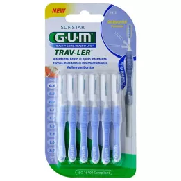 GUM TRAV-LER Starpzobu birstīte 0,6 mm, gaiši zila, 6 gab