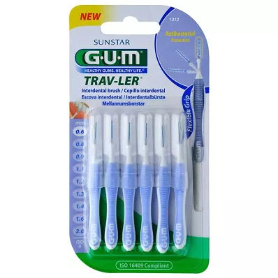 GUM TRAV-LER Starpzobu birstīte 0,6 mm, gaiši zila, 6 gab