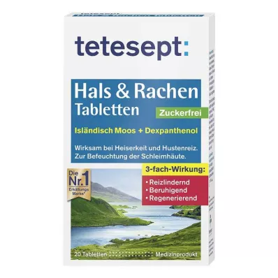 TETESEPT rīkles & rīkles tabletes bez cukura, 20 gab TETESEPT rīkles & rīkles tabletes bez cukura, 20 gab