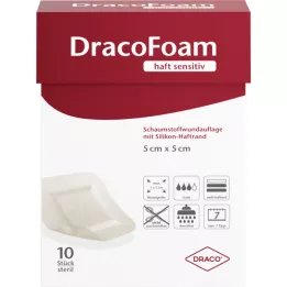 DRACOFOAM Adhesive Sensitive Foam Wound Stick 5x5 cm, 10 gab